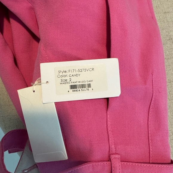 NWOT High Waisted Pink 3.1 Philip Lim Pink Belted Tapered Pants, Size 2 - Picture 5 of 8